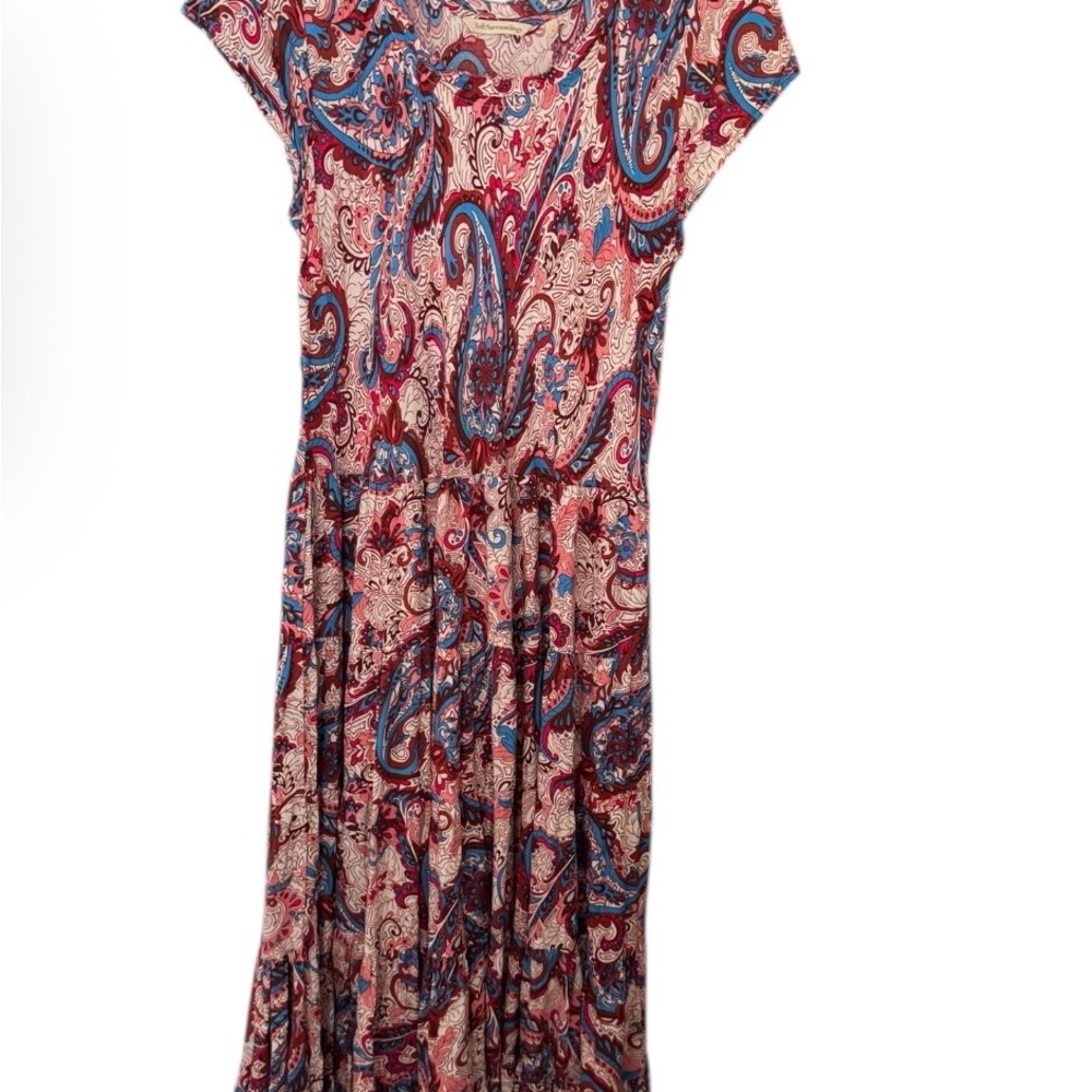 Soft Surroundings Red and Blue Paisley Maxi Dress - Picture 1 of 9